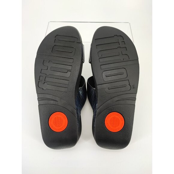 Fitflop Women's MIna Black Textured Glitz Slide Sandals Size 10 US - Picture 7 of 8